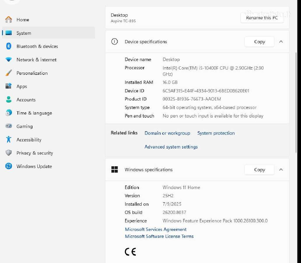 Acer Aspire Tc-895 Gtx 1660 Super Gpu - nuotraukos Nr. 2