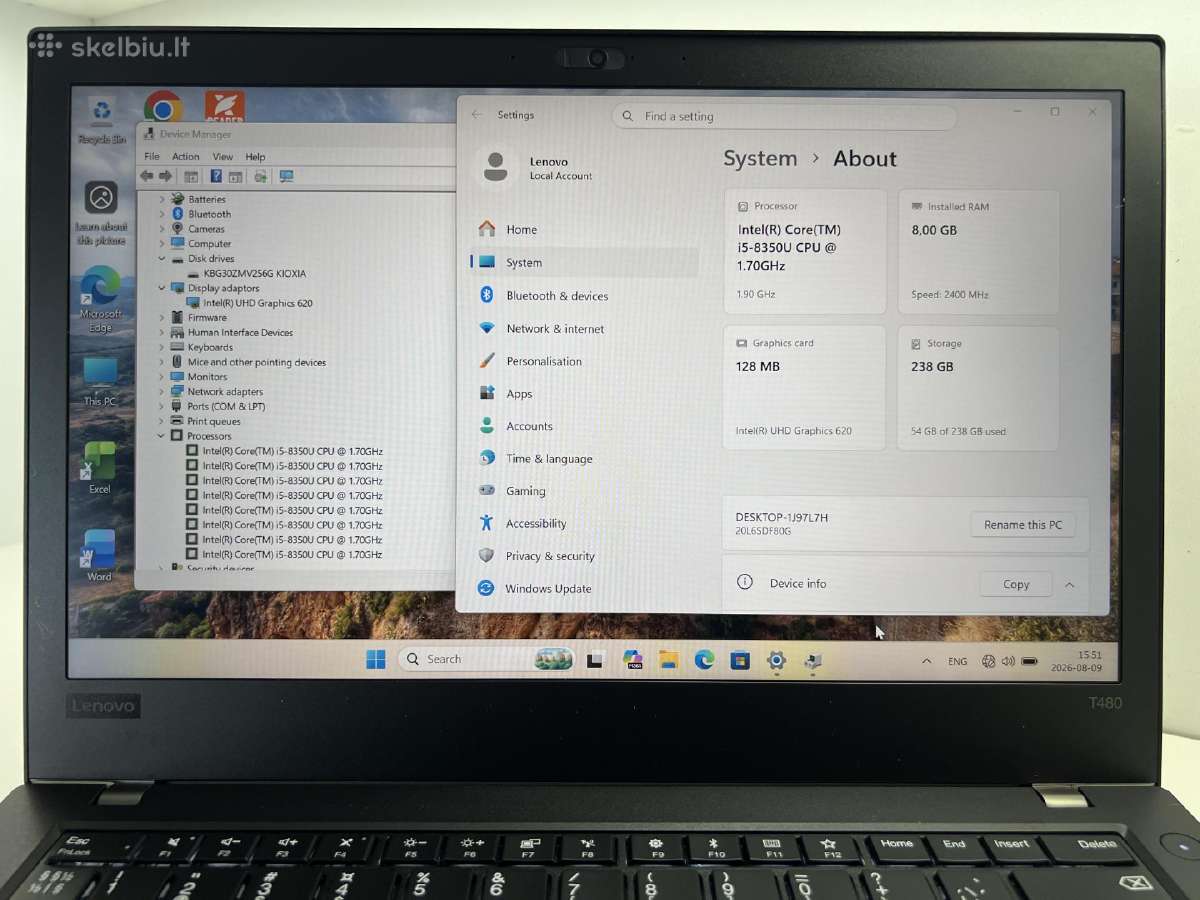 Lenovo thinkpad T480 - nuotraukos Nr. 2