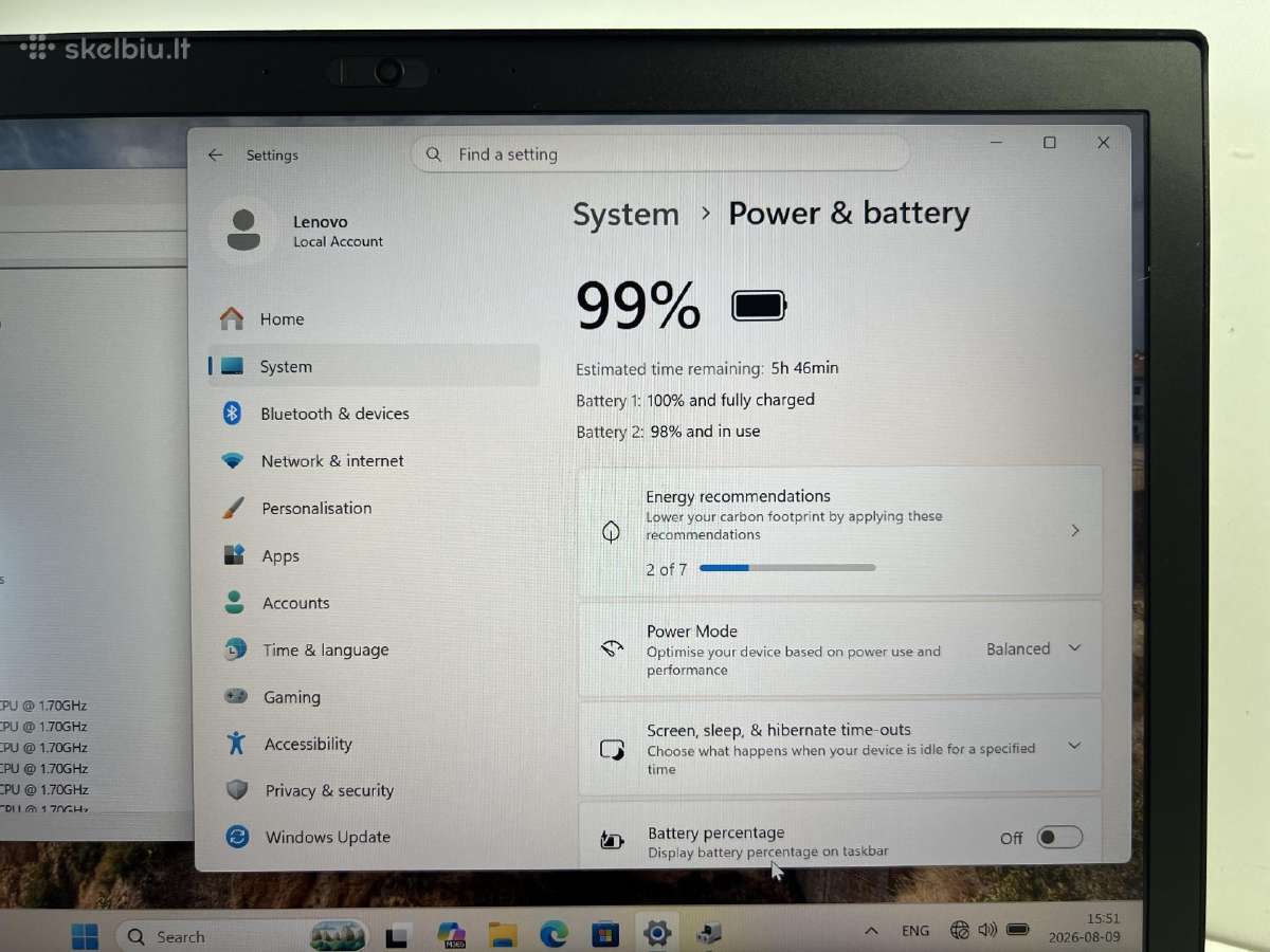 Lenovo thinkpad T480 - nuotraukos Nr. 3