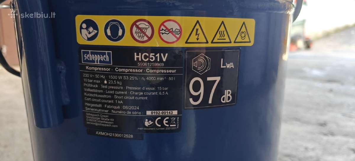 Vertikalus betepalinis oro kompresorius Scheppach - nuotraukos Nr. 3