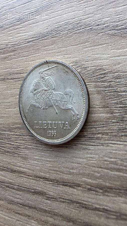 1936 metų 5 smetoniški litai Basanavičius sidabras - nuotraukos Nr. 6