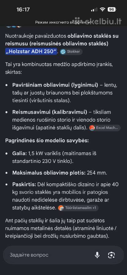 Mobiliusios Obliavimo stalkes holstar adh250 vienf - nuotraukos Nr. 3
