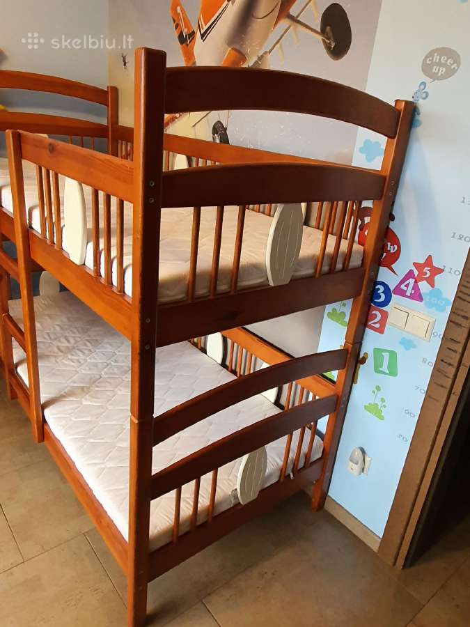 Vaikiška dviaukštė lova su čiužiniais - nuotraukos Nr. 2