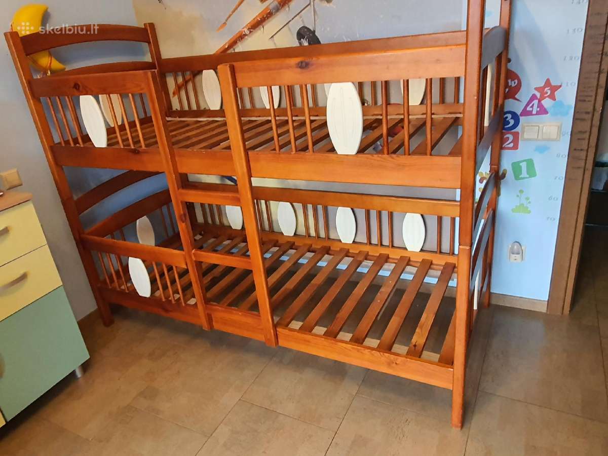 Vaikiška dviaukštė lova su čiužiniais - nuotraukos Nr. 4