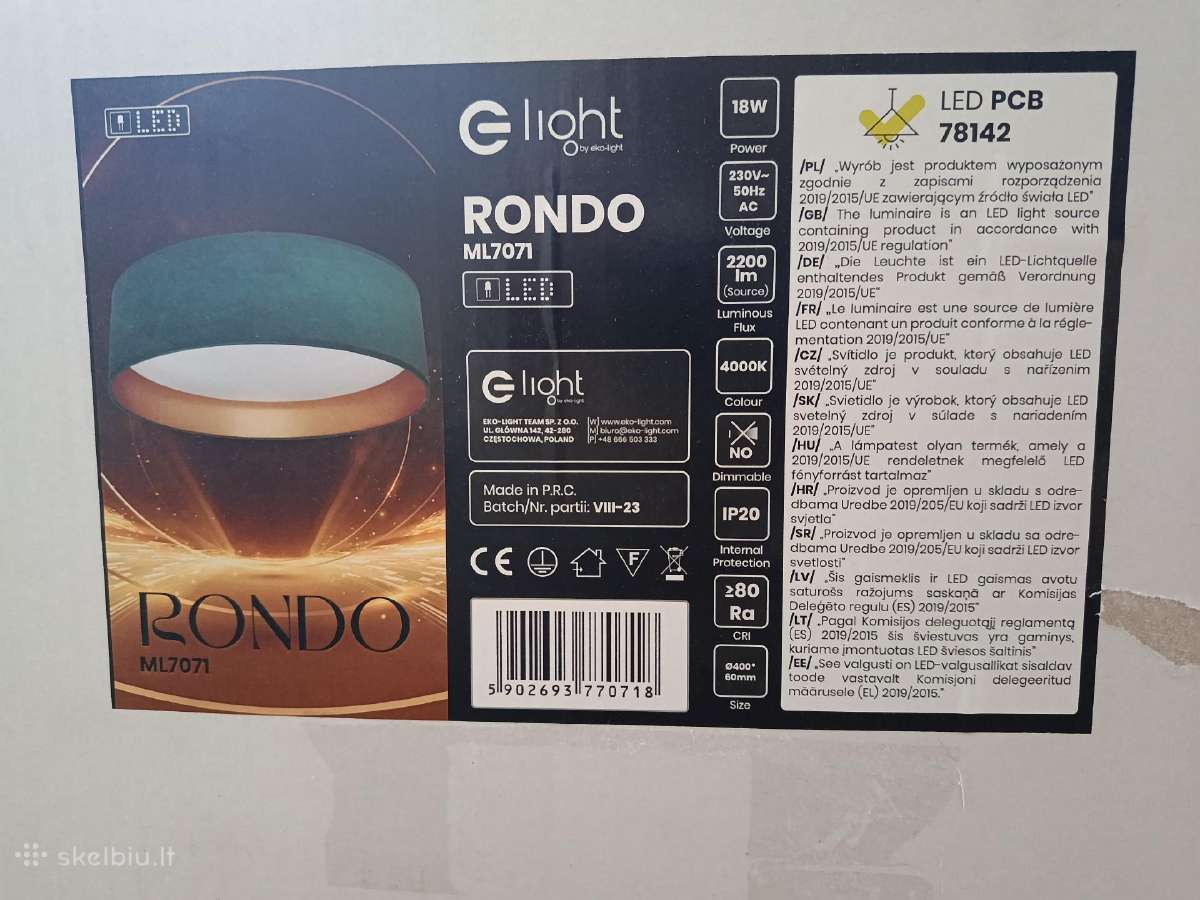 E Light Rondo Ml7071 lubinis šviestuvas LED - nuotraukos Nr. 2