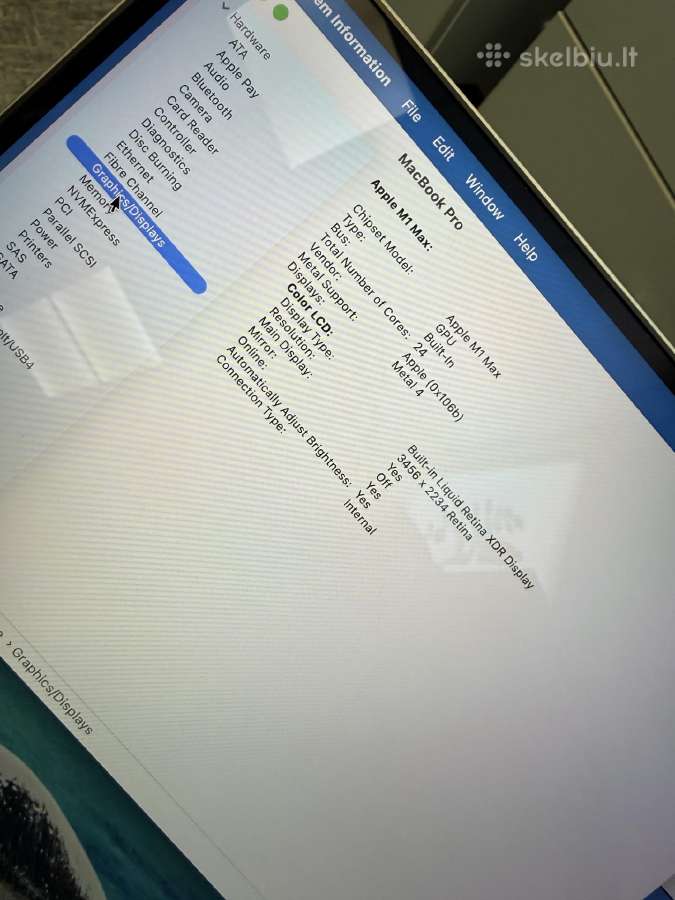 MacBook Pro 16" (2021) M1 Max 32gb RAM 512gb - nuotraukos Nr. 5