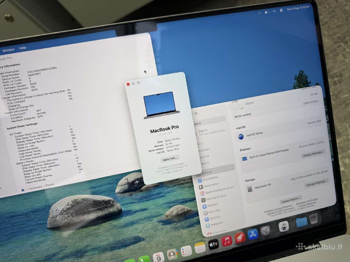 MacBook Pro 16" (2021) M1 Max 32gb RAM 512gb - nuotraukos Nr. 3