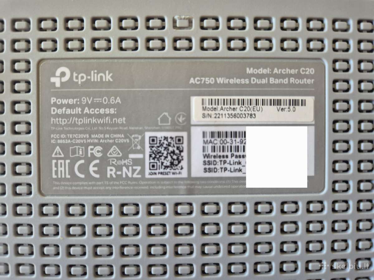 Tplink Archer C20 maršrutizatorius - nuotraukos Nr. 2