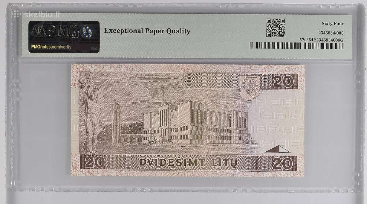 20 Litų 1993 m. Replacement Pmg64 - retas - nuotraukos Nr. 2