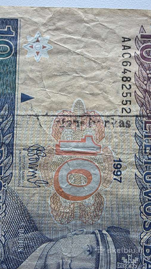 1997 metų10 litų su banko anspaudu - nuotraukos Nr. 3