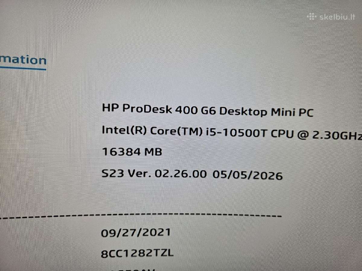 Hp Prodesk 400 G6 Desktop Mini I5 16gb 512gb - nuotraukos Nr. 5