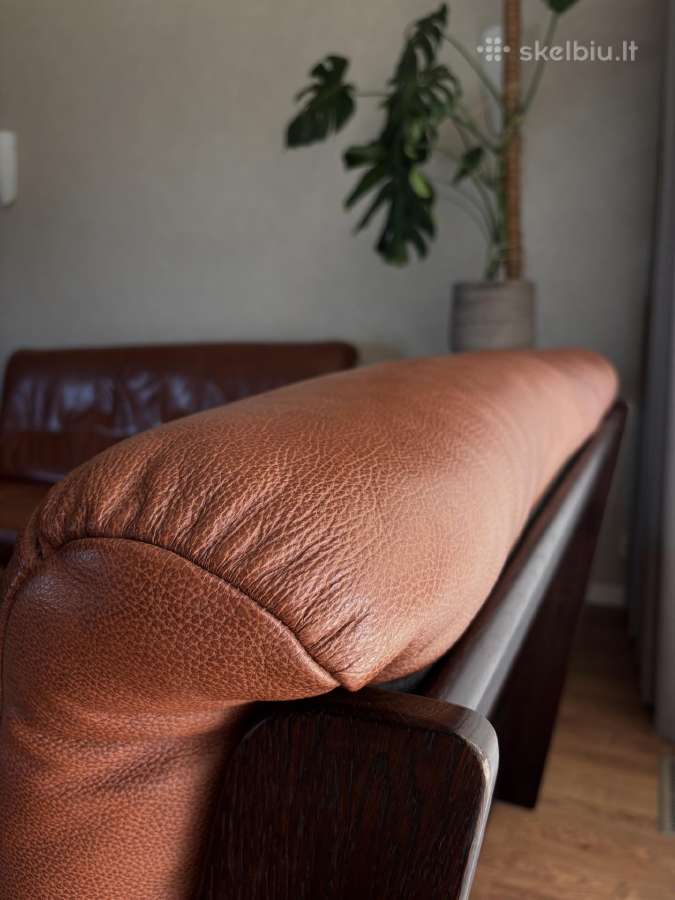 Natūralios odos dvivietė sofa - nuotraukos Nr. 3