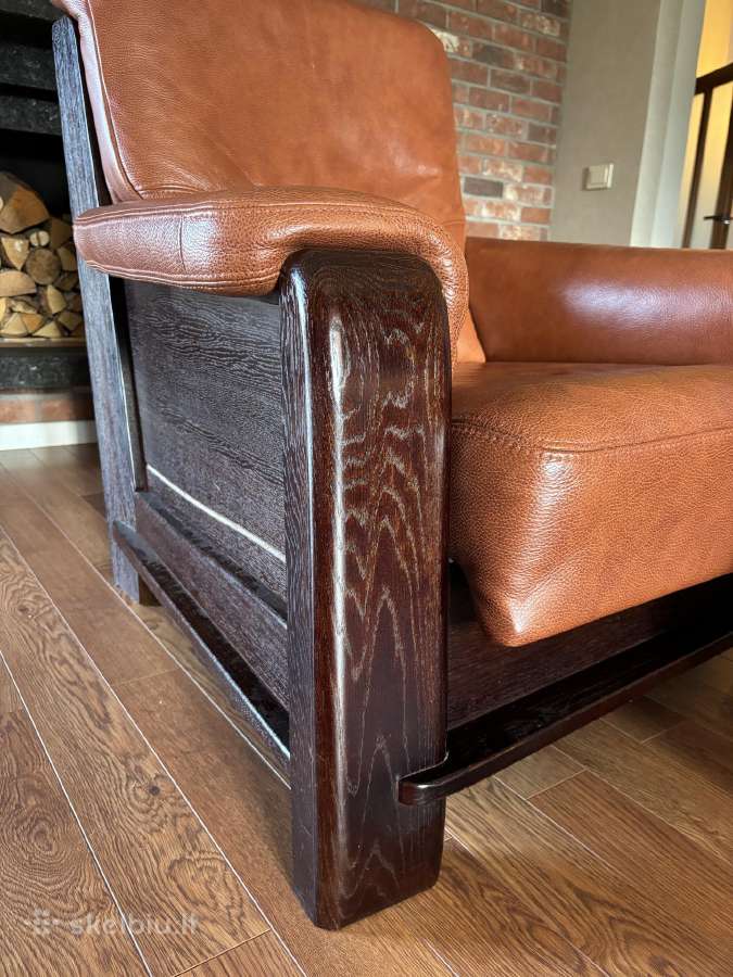 Natūralios odos dvivietė sofa - nuotraukos Nr. 4