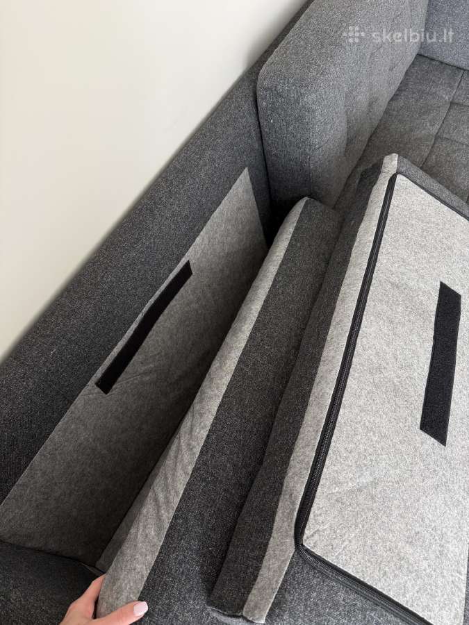 Trivietė tamsiai pilkos spalvos sofa - nuotraukos Nr. 4