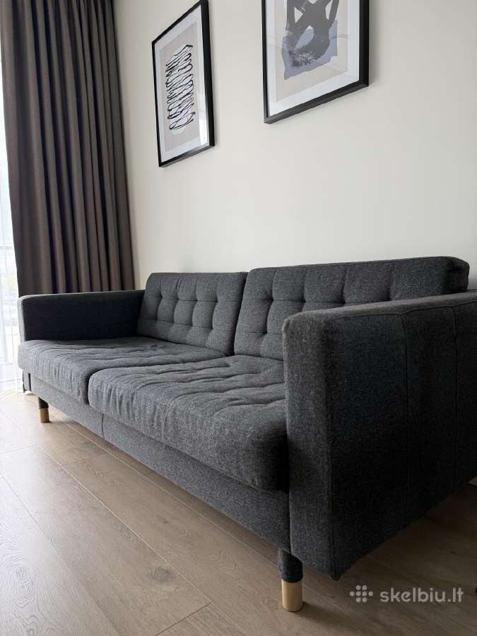 Trivietė tamsiai pilkos spalvos sofa - nuotraukos Nr. 7
