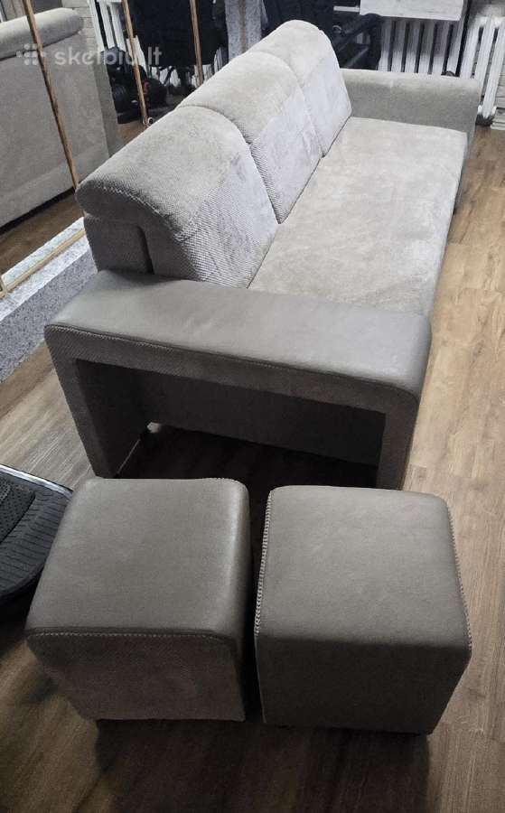 Parduodama sofa su dviem pufais - nuotraukos Nr. 4