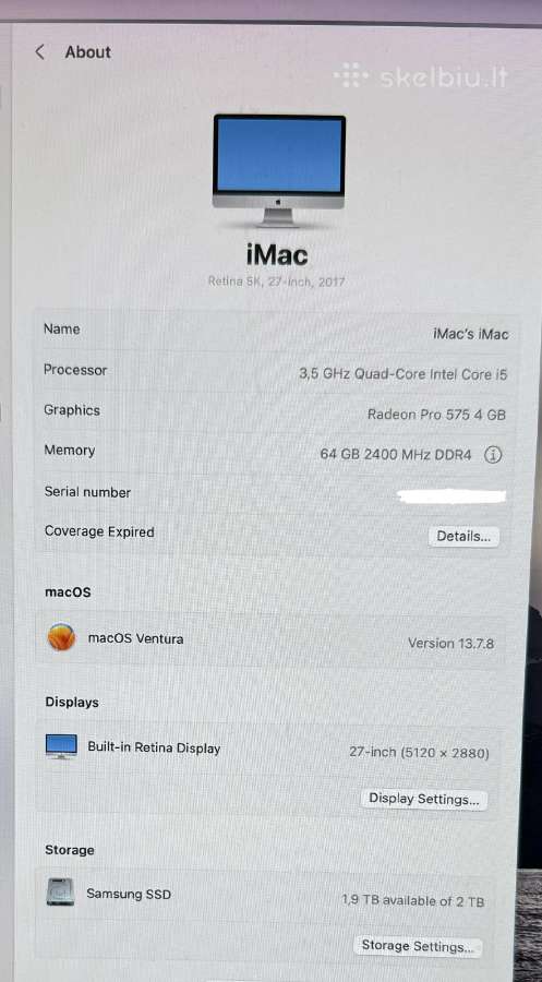 iMac 27 2017 - nuotraukos Nr. 3