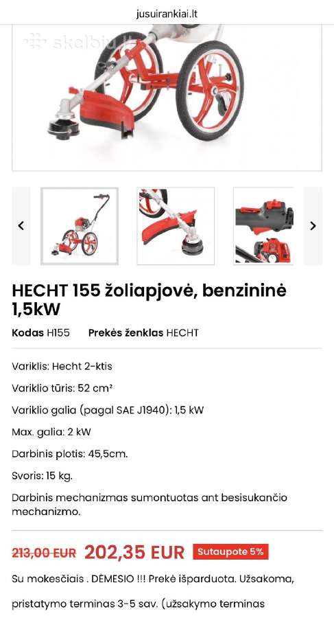 Hecht 155 benzininė žoliapjovė - nuotraukos Nr. 13