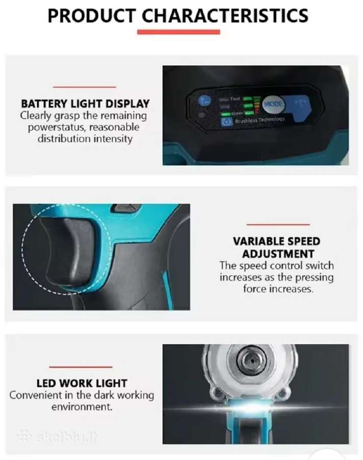 Makita Tw004gz Lxt 18v, 350 Nm, 1/2" - nuotraukos Nr. 11