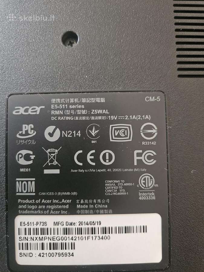 Nešiojamas kompiuteris Acer Mm15 .Acer E15. - nuotraukos Nr. 11