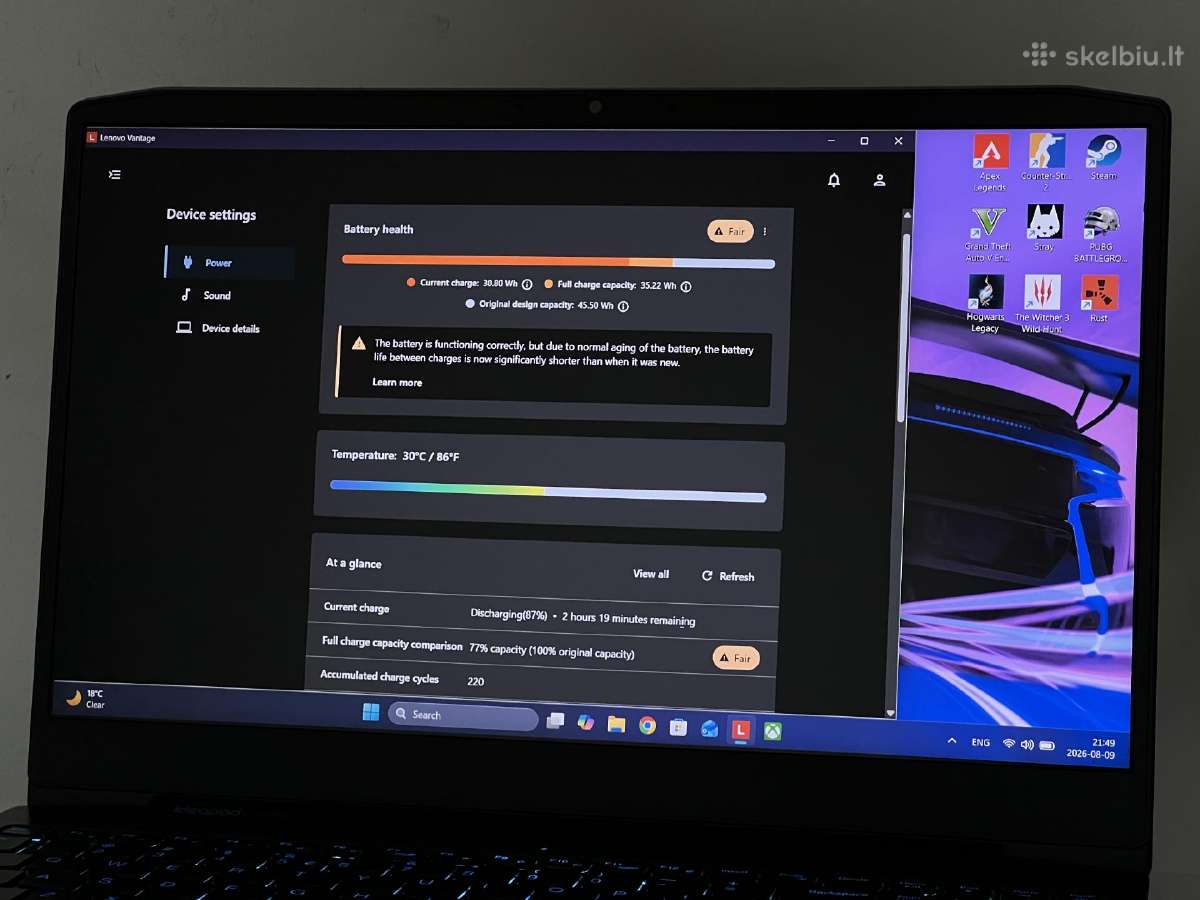 Parduodamas Ideapad Gaming su Gtx 1650, Ryzen 5. - nuotraukos Nr. 10