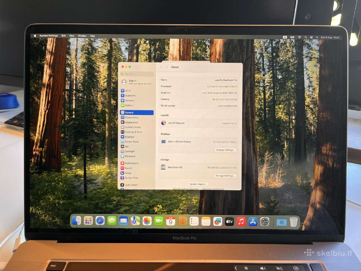 MacBook Pro 16 / 2019 / i9 / 16 GB / 1tb / A2141 - nuotraukos Nr. 13