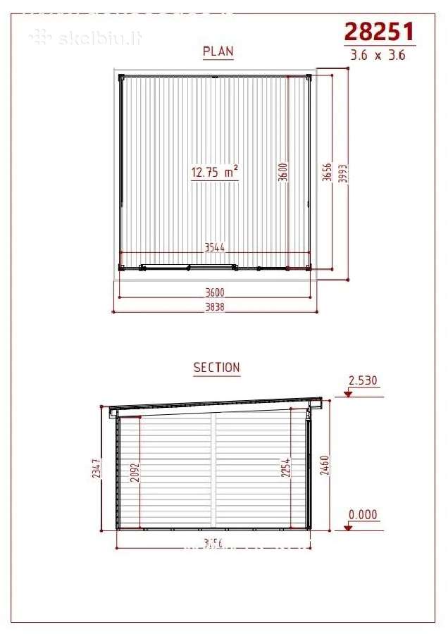 Medinis sodo namelis „kenis“ 28 mm, 360x360 cm - nuotraukos Nr. 4