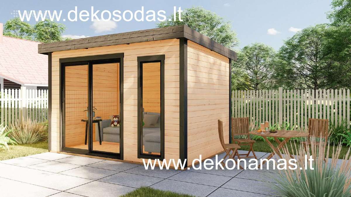 Medinis sodo namelis „kenis“ 28 mm, 360x360 cm - nuotraukos Nr. 3