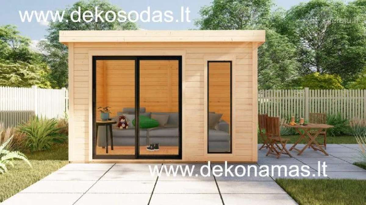 Medinis sodo namelis „kenis“ 28 mm, 360x360 cm - nuotraukos Nr. 2