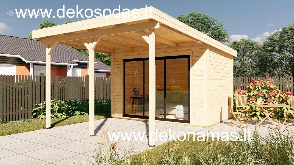Medinis sodo namelis „bela“ 28 mm, 360x240 cm - nuotraukos Nr. 2