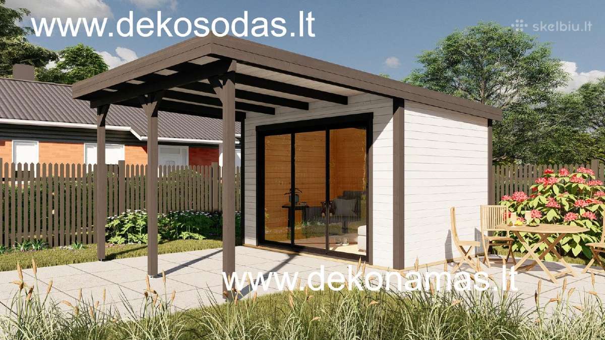 Medinis sodo namelis „bela“ 28 mm, 360x240 cm - nuotraukos Nr. 3