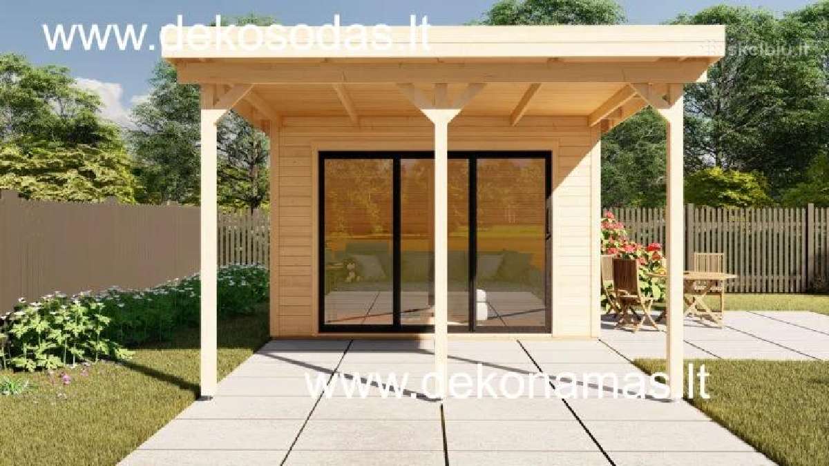 Medinis sodo namelis „bela“ 28 mm, 360x240 cm - nuotraukos Nr. 4