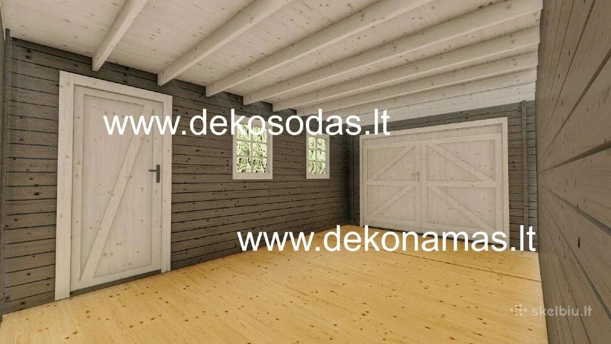 Medinis garažas „nauris“ 28 mm, 330x510 cm - nuotraukos Nr. 3