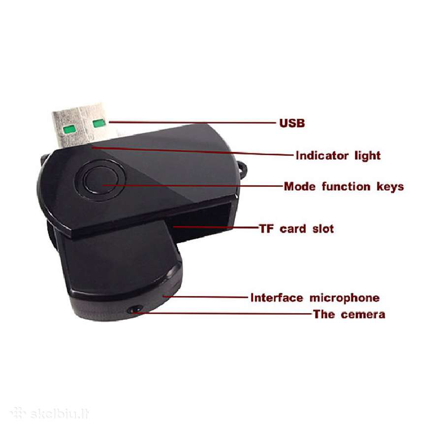 Usb Raktas - mini slapta HD kamerytė - nuotraukos Nr. 3