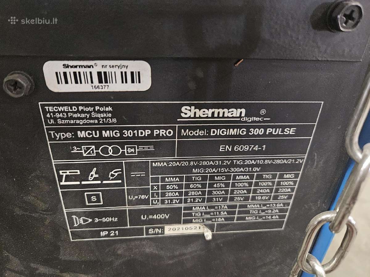Suvirinimo aparatas Sherman Digimig 300 Pulse - nuotraukos Nr. 5