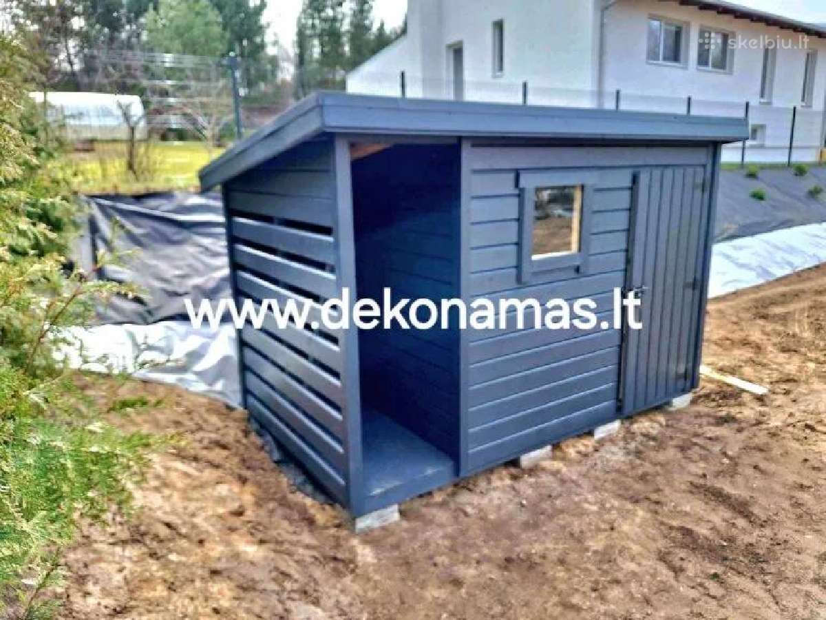 Medinis sandėliukas 3,5x2 m su malkine – 1 650 € - nuotraukos Nr. 3