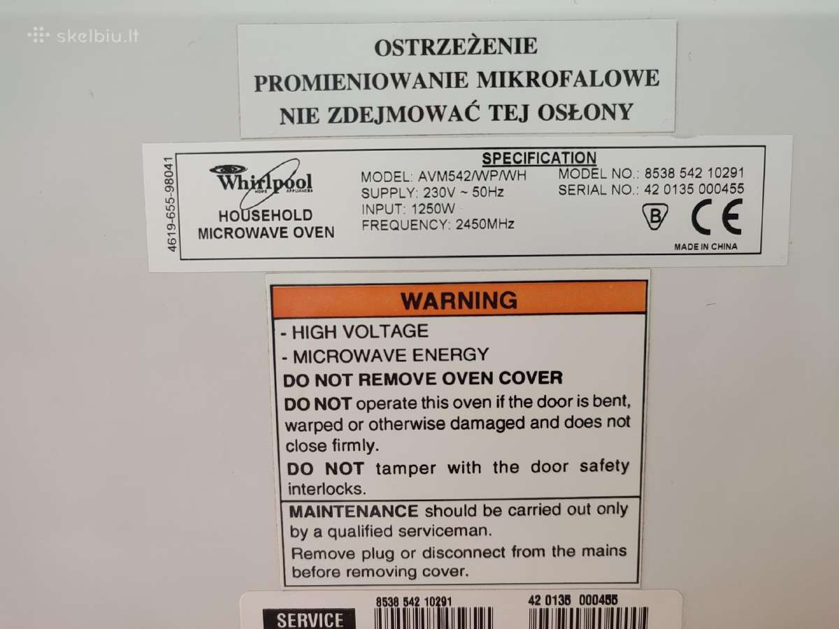 Parduodu naudotą Whirlpool mikrobangų krosnelę - nuotraukos Nr. 5
