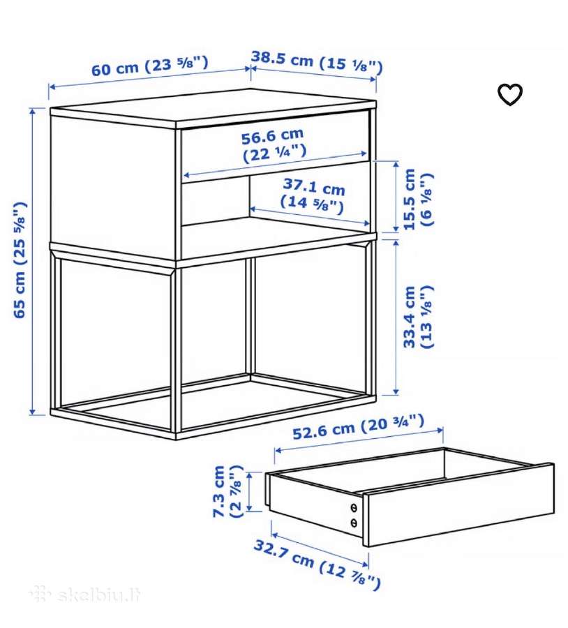 Naktinis staliukas iš ikea (yra 2 vnt) - nuotraukos Nr. 3