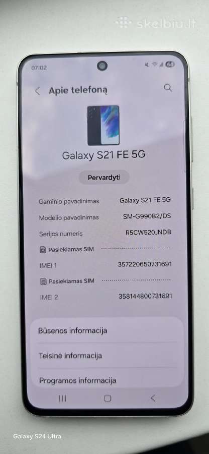 Puikuos būkles s21 fe 8/256 GB - nuotraukos Nr. 2