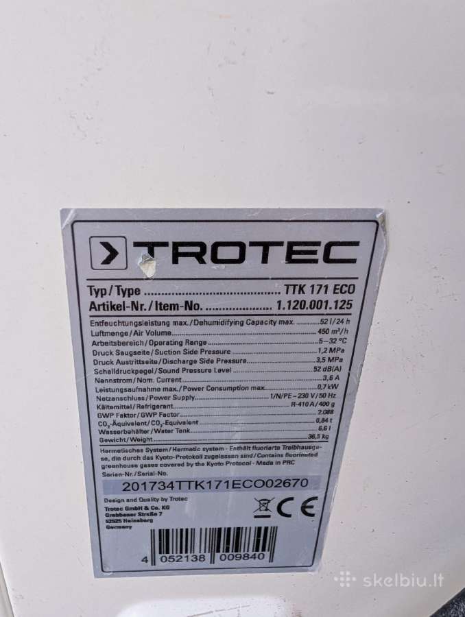 Pramoninis oro sausintuvas Ttk171 Eco - nuotraukos Nr. 2