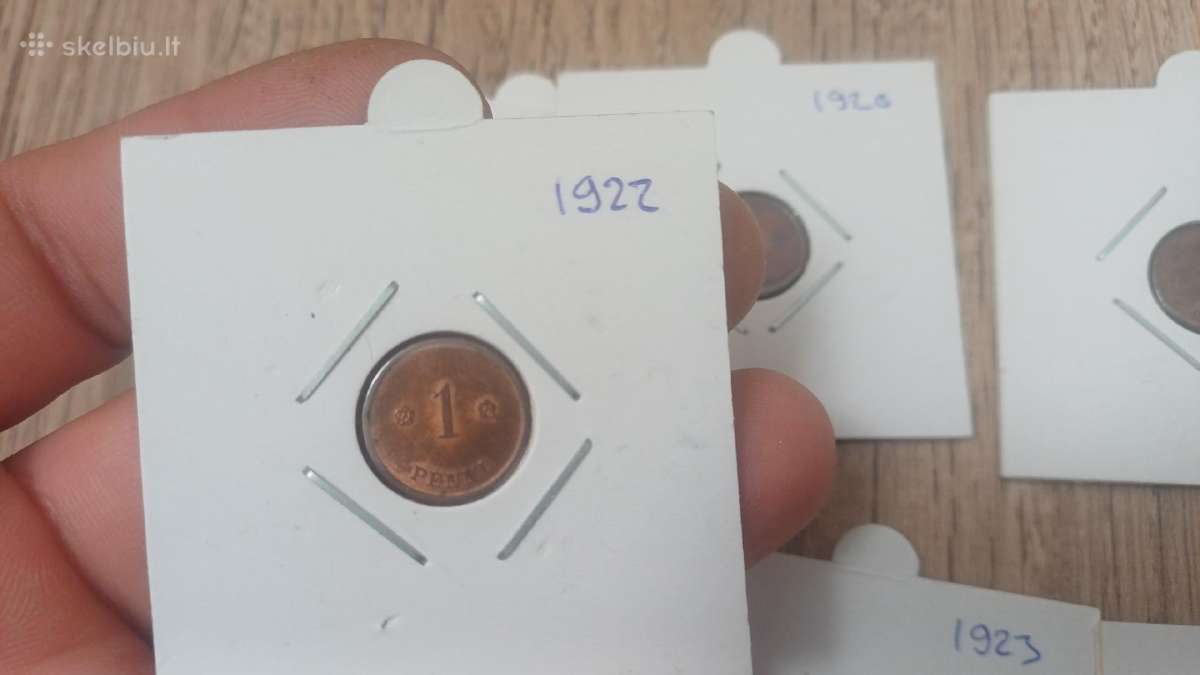 1 pennia rinkinys nuo 1918 m. Suomija - nuotraukos Nr. 6
