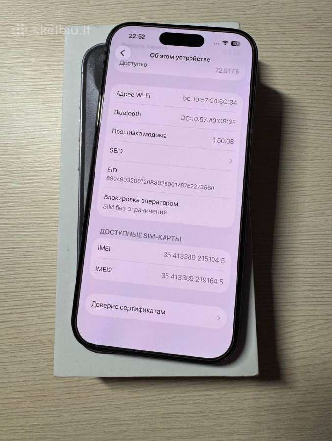 iPhone 15 Pro Black 128gb - nuotraukos Nr. 5