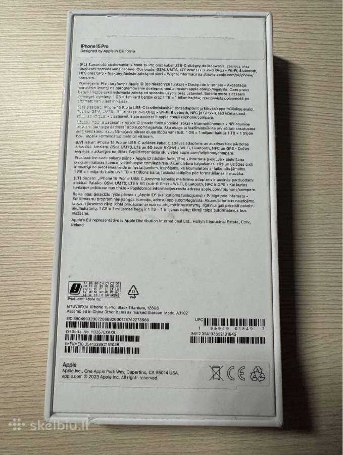 iPhone 15 Pro Black 128gb - nuotraukos Nr. 6