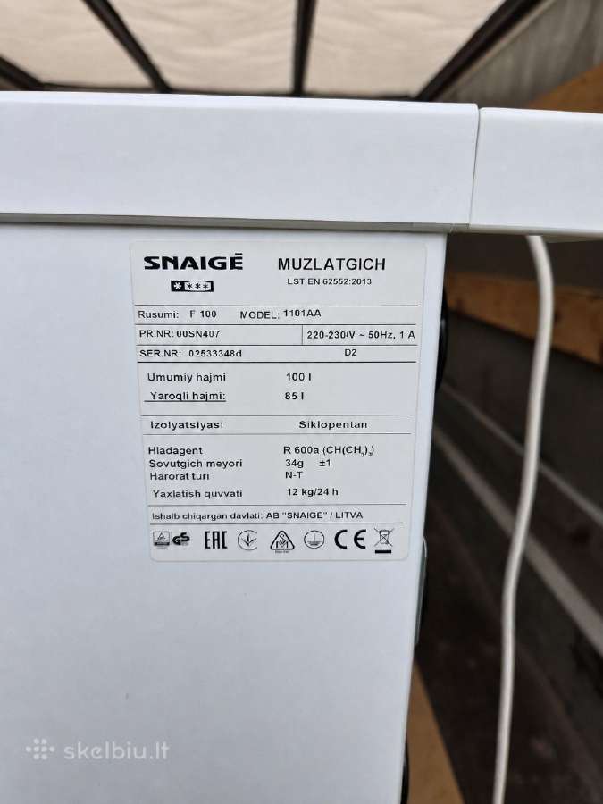 Šaldiklis Snaigė F100 – 80 € - nuotraukos Nr. 3
