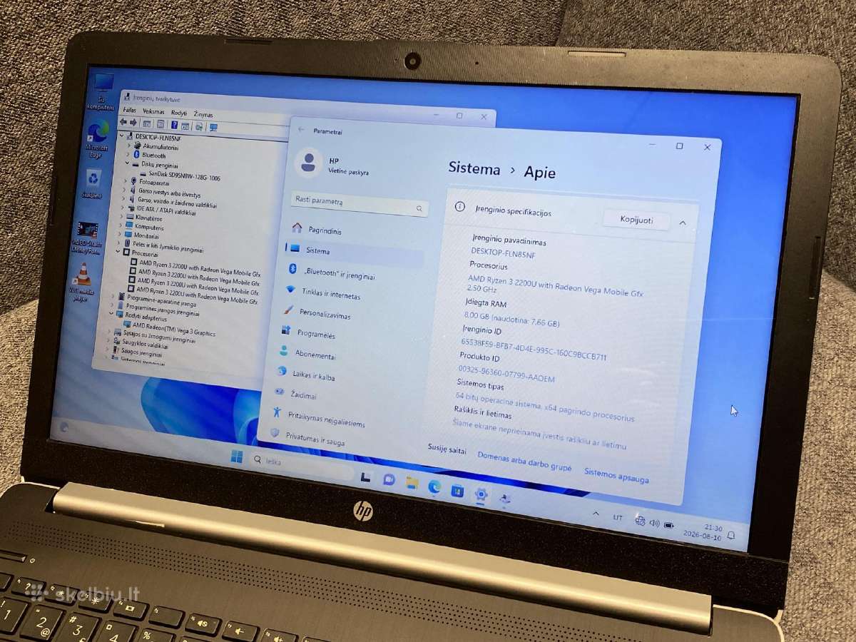 Hp Notebook 15. Amd Ryzen 3 128gb/ 8gb - nuotraukos Nr. 5