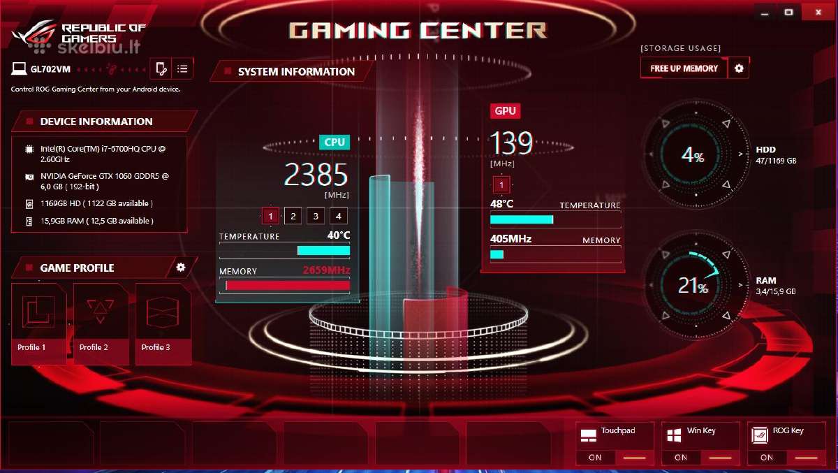 Asus Rog Strix Gl702vm - nuotraukos Nr. 8