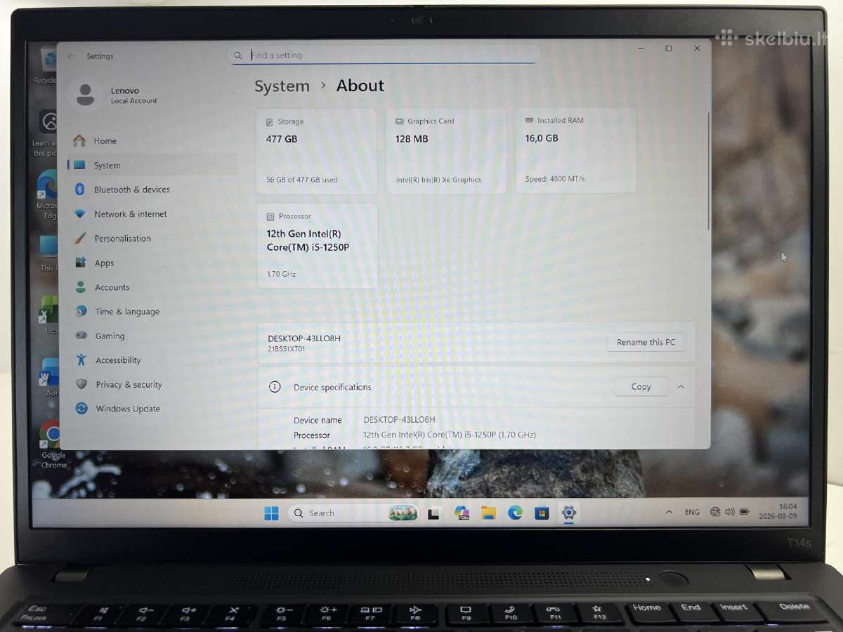 Lenovo thinkpad T14s gen 3 - nuotraukos Nr. 2