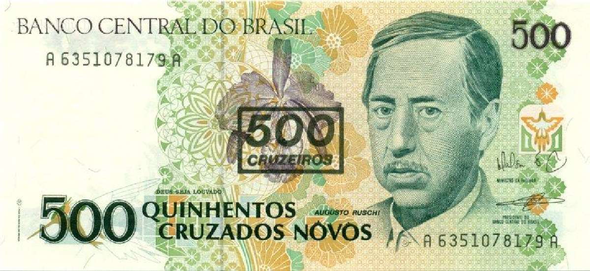 Brazil 500 cruzeiros 1990. Unc. P - nuotraukos Nr. 2