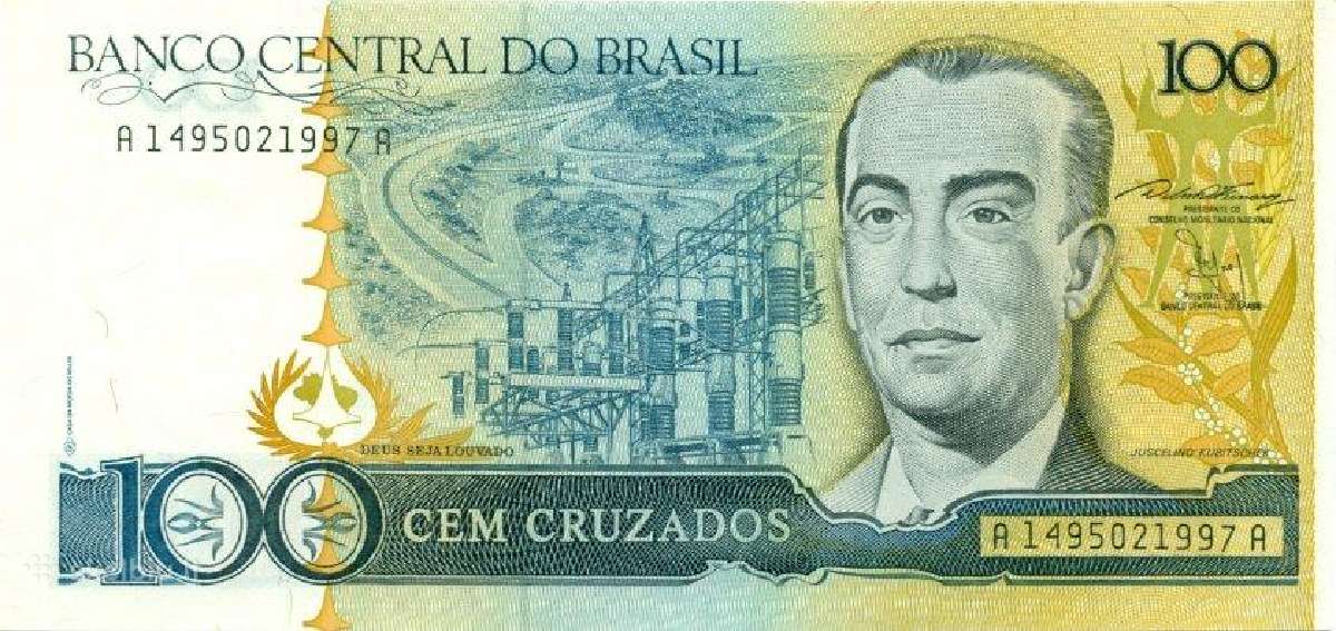 Brazil 100 cruzados 1986-1988. Unc. P - nuotraukos Nr. 2