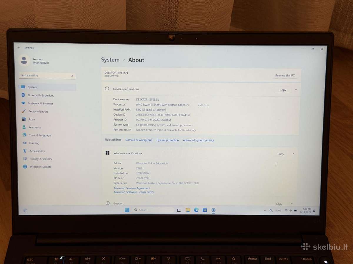 Lenovo Thinkpad E14 Gen 4 / Ryzen / 25 ciklai - nuotraukos Nr. 7